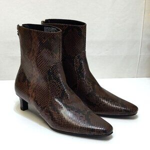 Time And Tru Kitten Heel Snake Print Ankle Boots Memory Foam Women's Size 6 NWT